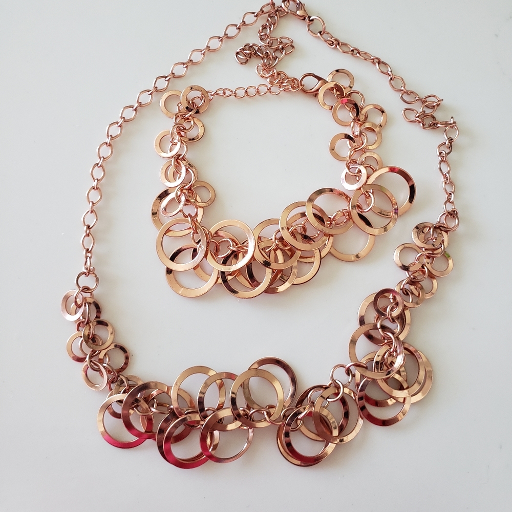 💚Rose gold necklace and matching bracelet